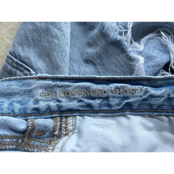 American Eagle Destroyed 90’s Rigid Boyfriend Denim Shorts  - Sz 0 - Picture 7 of 8